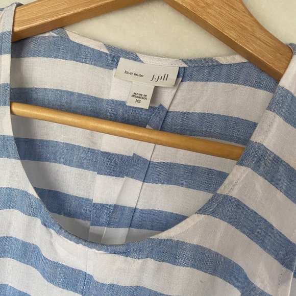 J.jill "love linen" long tank striped maxi tank‎ dress XS Perfect Love +pockets - Picture 9 of 14